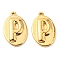 PVD Vacuum Plating 304 Stainless Steel Pendants, Oval with Letter P Charms, Golden, 22.5x14x3mm, Hole: 1.2mm
