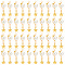 Wire Wrapped Imitated Pearl Acrylic Pendants, with Copper Wire and Alloy Charm, Star, Golden, 35mm, Hole: 3mm, 50pcs/box