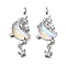 Brass Micro Pave Cubic Zirconia with Resin Pendants, Cadmium Free & Nickel Free & Lead Free, Star & Moon, Platinum, Clear, 33x13.5x4.5mm, Hole: 4x2.5mm