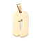 Ion Plating(IP) 304 Stainless Steel Pendants, Rectangle with Number, Golden, Num.1, 27.5x14.5x1.5mm, Hole: 7.5x3mm