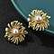 Brass ABS Plastic Imitation Pearl Flower Stud Earrings, Long-Lasting Plated, Lead Free & Cadmium Free, Real 18K Gold Plated, 26.5x26mm