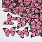 Printed Alloy Pendants, with Enamel, Butterfly, Light Gold, Deep Pink, 15.5x22x2mm, Hole: 1.8mm