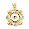 Real 18K Gold Plated Brass Clear Cubic Zirconia Pendants, Cadmium Free & Nickel Free & Lead Free, with Enamel and Glass, Flat Round with Evil Eye, Colorful, 23.5x20.5x3mm, Hole: 5x3.5mm
