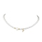 Brass Micro Pave Grade AAA Cubic Zirconia Letter Pendant Necklaces, Heart & Round Baking Painted Pearlized Glass Pearl Beaded Necklaces for Women, Letter Y, 15.20 inch(38.6cm)