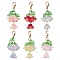 6Pcs 6 Colors Glass & Acrylic Pendant Decorations, with 304 Stainless Steel Lobster Claw Clasps, Flower, Mixed Color, 43~45mm, 1pc/color