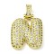 Brass Micro Pave Clear Cubic Zirconia Pendants, Cadmium Free & Nickel Free & Lead Free, Real 18K Gold Plated, Letter N, 29mm, Hole: 4.8x3.5mm, Pendant: 23x20x5.5mm