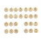 304 Stainless Steel Charms, Ion Plating (IP), Flat Round with Letter A~Z, Golden, 10x0.7~1.5mm, Hole:1mm