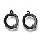 304 Stainless Steel Charms, Laser Cut, Alphabet, Electrophoresis Black, Letter.Q, 12.5x9.5x0.8mm, Hole: 1mm
