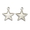 304 Stainless Steel Pendant Cabochon Settings for Enamel, Star, Stainless Steel Color, 17x15x2mm, Hole: 1.8mm