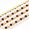 Brass Rhinestone Strass Chains, Cadmium Free & Lead Free, with ABS Plastic Imitation Pearl, Rhinestone Cup Chain, Grade A, Raw(Unplated), Garnet, 2x2mm, 4000pcs rhinestone/bundle, about 32.8 Feet(10m)/bundle