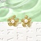 Starfish Brass Micro Pave Clear Cubic Zirconia Stud Earrings, with ABS Plastic Pearl, Rack Plating, Letter, Lead Free & Cadmium Free, Long-Lasting Plated, Real 18K Gold Plated, 12.5x14.5mm