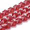 Transparent Glass Beads, Faceted, Plum Blossom, Red, 10x10x7mm, Hole: 1mm