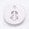 Non-Tarnish 304 Stainless Steel Pendants, Cut-Out, Hollow, Flat Round with Number, Stainless Steel Color, Num.8, 19x1.5mm, Hole: 2.5mm