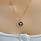 Fashionable Brass Enamel Hexagon with Sword Wing Pendant Necklaces, with Clear Cubic Zirconia, Golden, Black, 15.75 inch(40cm)