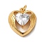 Heart with Wing Rack Plating Brass Clear Cubic Zirconia Pendants, with Jump Ring, Long-Lasting Plated, Lead Free & Cadmium Free, Real 18K Gold Plated, 18x17x6.2mm, Hole: 3mm
