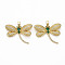 Brass Micro Pave Green Cubic Zirconia Pendants, Nickel Free, Autumn Pendants, Dragonfly, Real 18K Gold Plated, 24.5x30.5x4mm, Hole: 3.5x6mm
