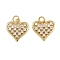 Brass Micro Pave Cubic Zirconia Pendants, Heart Charms, with Jump Ring, Real 16K Gold Plated, 14.5x15.5x3mm, Hole: 3.2mm