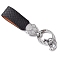 Zinc Alloy Keychain, with Rhinestone and PU Leather, Paw Print, Black, 11x2.3cm