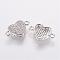 Brass Micro Pave Cubic Zirconia Links, Heart, Platinum, 18x11.5x4mm, Hole: 2mm
