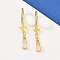 Brass Micro Pave Cubic Zirconia Teardrop Hoop Earrings, Long-Lasting Plated, Cadmium Free & Lead Free,Rack Plating, Golden, 41x7mm