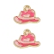 Alloy Enamel Pendants, Cowboy Hat Charm, Golden, Pink, 11.5x16.5x2.5mm, Hole: 1.8mm, 10pcs/set