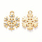 Alloy Pendants, with Crystal Rhinestone, for Christmas, Snowflake, Light Gold, Light Gold, 18x14x2mm, Hole: 2mm