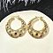 Brass Hoop Earrings, with Cubic Zirconia, Cadmium Free & Lead Free, Long-Lasting Plated, Rack Plating, Flat Round, Real 18K Gold Plated, 37x34x3mm