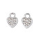 304 Stainless Steel Charms, with Crystal Rhinestone, Heart, Stainless Steel Color, 10.5x7x2mm, Hole: 2mm