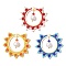 3Pcs 3 Colors Glass Seed Beaded Sun Pendants, with Brass Connector Charms and  Shell Pearl Bead & Glass, Mixed Color, 36.5x43x8mm, Hole: 1.2mm, 3 colors