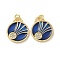 Brass Micro Pave Cubic Zirconia Pendants, with Enamel and Jump Rings, Oblate/Square Series Charms, Flat Round, Cadmium Free & Lead Free, 19.5x16x2.5mm, Hole: 2.8mm