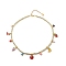 Heart & Cherry & Grape & Apple Enamel Fruit Charms Necklace, Synthetic Hematite Beaded Necklace for Women, Colorful, 16.06 inch(40.8cm)