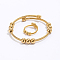 201 Stainless Steel Twisted Cuff Bangle & Finger Ring Sets, with Bead, for Women, Real 18K Gold Plated, Inner Diameter: 18~60mm