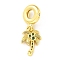Rack Plating Brass Micro Pave Cubic Zirconia Pendant, Long-Lasting Plated, Lead Free & Cadmium Free, Tree, Real 18K Gold Plated, 26.5mm, Hole: 4.5mm