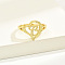 Brass Alphabet Adjustable Rings for Women, Cadmium Free & Nickel Free & Lead Free, with Heart, Letter C, 17mm, US Size 6 1/4(16.7mm)