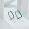 Stainless Steel Oval Dangle Earrings, with Fashionable Color Collision Design, Blue, 22x17mm