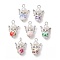 Angel Printed Porcelain Ceramic Pendants, with Alloy Finding and ABS Plastic Imitation Pearl Round Beads, Mixed Color, 27.5x18x10mm, Hole: 3mm