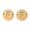 PVD Vacuum Plating 201 Stainless Steel Hollow Flat Round Links, Letter Connector Charms, Real 18K Gold Plated, Letter P, 12x1mm, Hole: 1.2mm