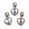 304 Stainless Steel Crystal Rhinestone European Dangle Charms, Large Hole Pendants, with Enamel and Fluorescence Slice, Stainless Steel Color, Heart with Boy, Mixed Color, 22.5mm, Hole: 4.5mm