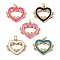 Rack Plating Brass Micro Pave Cubic Zirconia and Enamel Pendants, with Jump Rings, Long-Lasting Plated, Lead Free & Cadmium Free, Heart, Real 18K Gold Plated, Mixed Color, 17x20.5x2.5mm, Hole: 3mm