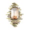 Rectangle Alloy Rhinestone Brooches for Backpack Clothes, Antique Golden, 62x42mm