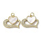 Brass Micro Pave Cubic Zirconia Pendants, Cadmium Free & Lead Free, with Shell, Heart, Real 18K Gold Plated, 17x19x3mm, Hole: 3mm