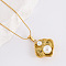 Elegant 304 Stainless Steel Flower Pendant Necklaces, with Imitation Pearl, Golden, 15.75 inch(40cm)