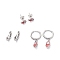 3 Pairs 3 Style Enamel Hamsa Hand with Evil Eye Dangle Hoop Earrings, 304 Stainless Steel Stud Earrings for Women, Stainless Steel Color, 8~27mm, Pin: 1mm, 1 Pair/style