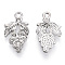 Alloy Pendants, with Crystal Rhinestone, Cadmium Free & Lead Free, Grape, Platinum, 21x12x3mm, Hole: 1.6mm
