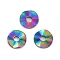 Ion Plating(IP) 304 Stainless Steel Charms, Flat Round Charm, Rainbow Color, 7x1mm, Hole: 1.8mm