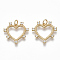 Brass Micro Pave Clear Cubic Zirconia Pendants, Heart, Nickel Free, Real 18K Gold Plated, for Valentine's Day, 19x20.5x2mm, Jump Ring: 5x0.8mm, Inner Diameter: 3mm