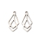 Non-Tarnish 201 Stainless Steel Pendants, Laser Cut, Hollow, Leaf Charm, Stainless Steel Color, 20x10x1mm, Hole: 1.6mm