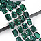 Synthetic Malachite Beads Strands, Rectangle, Faceted, with Seed Beads, 11.5~12x8x4~5mm, Hole: 0.9mm, about 26~27pcs/strand, 14.57~15.08''(37~38.3cm)