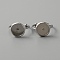 304 Stainless Steel Open Cuff Rings Components, Pad Ring Base Settings, Round, Stainless Steel Color, US Size 7 3/4(17.9mm), Tray: 12mm