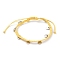 Waxed Polyester Cord Braided Bead Bracelets, with Flat Round 304 Stainless Steel Stamping Blank Tag Charms, Yellow, Inner Diameter: 2-1/4~3-7/8 inch(5.8~9.8cm)